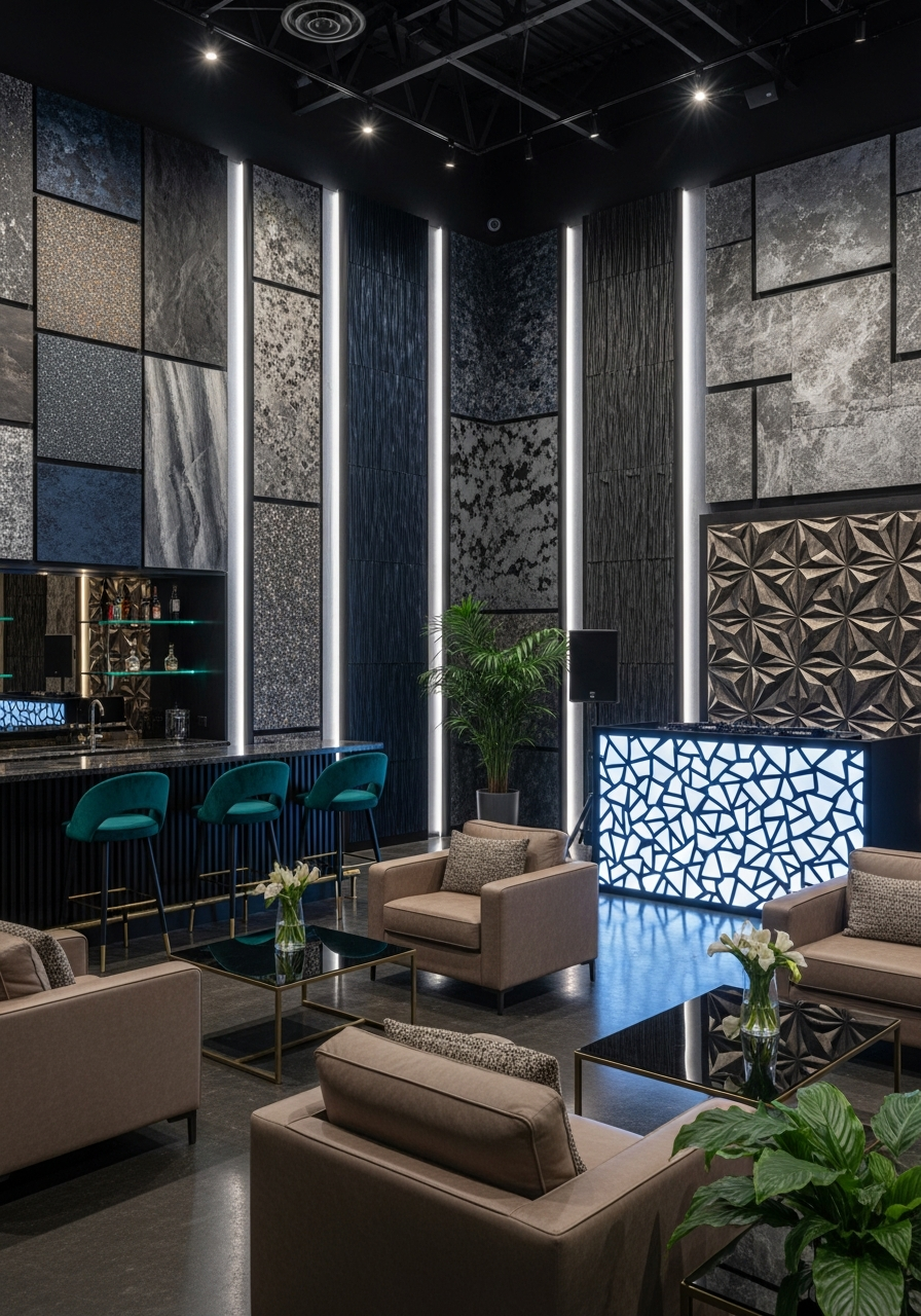 Panel fibra-resina en interior arquitectónico