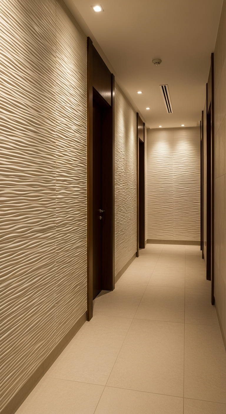 Pasillo hotel con panel Rangu