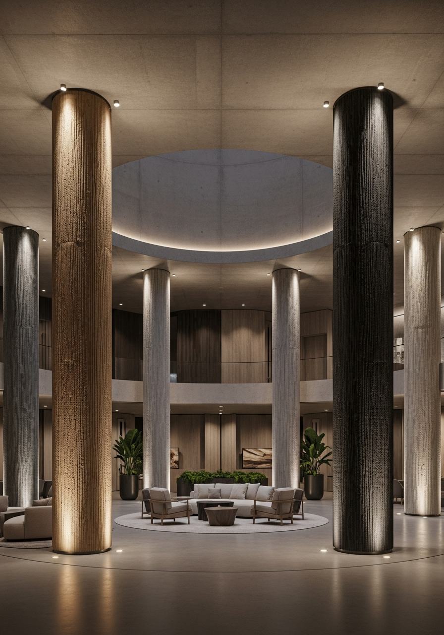 Vestíbulo circular con panel Rangu